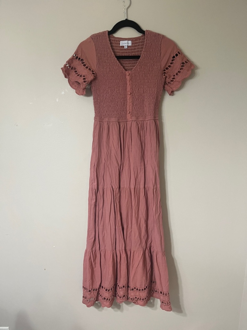 Women’s Dusty Rose Maxi Dress with Eyelet Detail